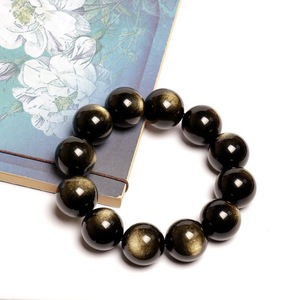 Pulsera <span class=keywords><strong>de</strong></span> Piedra Arenisca Dorada Natural con Efecto Ojo <span class=keywords><strong>de</strong></span> Gato, Forma <span class=keywords><strong>de</strong></span> Bola, Joyería Moderna Inspirada en el Budismo para Hombre y Mujer - Product Image 6