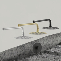 Système de douche mural contemporain en acier inoxydable à poignée unique, avec fonction pluie douce, robinets doseurs et douches à main intégrées