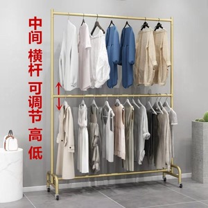 Présentoirs à vêtements pour magasins de vêtements pour hommes et femmes Cintres à double couche au sol qui peuvent être réglables - Product Image 2
