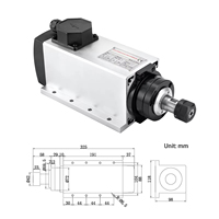 Kit de broche moteur CNC haute précision avec bride 3KW 300HZ refroidissement par air ER20 220V 18000 tr/min pour fraiseuse