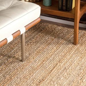 Tapis en jute naturel tissé à la main 10x14 tapis rectangulaires réversibles tressés beige vintage rustique lot de 1 - Product Image 4