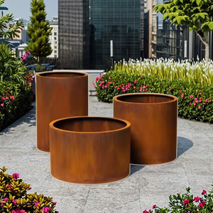 モダンな環境に優しい耐久性のある屋外金属ラスティプランターボックスコルテン鋼植木鉢商業住宅用庭 - Product Image 4