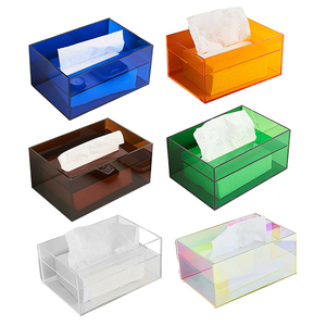 Custom Clear Square Acrylic Luncheon Napkin Holder Colorful Clear Acrylic Tissue Box for Bar