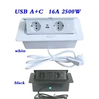 Muebles de fábrica, mesa de conferencia, escritorio abatible oculto, 2 tomas de corriente de la UE, 1 puerto de USB-A y 1 toma de corriente de puerto de USB-C con interruptor