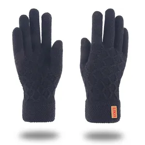 Hersteller Custom Acryl gestrickt Outdoor Touchscreen Winter handschuh Fleece Line Jacquard Ski handschuhe Mitten