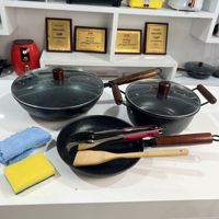 Peralatan Masak 15Pcs Lapisan Anti Lengket Batu Medis Tekstur Palu Peralatan Dapur Panci Sup Wajan Penggorengan Set Peralatan Masak