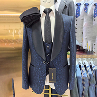 Costume Trois Pièces Homme Coupe Européenne Haut de Gamme Blazer Pantalon Gilet Stock Prêt Personnalisé Expédition Rapide 7 Jours Dropshipping