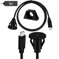 Cable impermeable USB 3,0 Tipo-C macho a hembra Cable de extensión de instalación de panel integrado