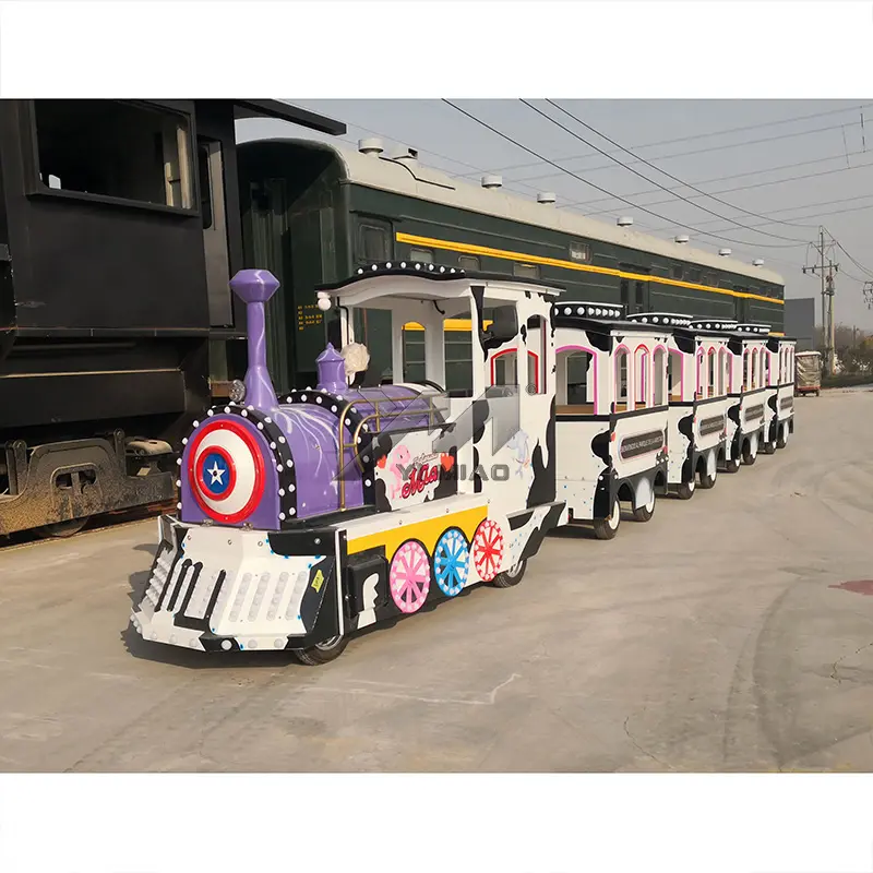 Yimiao Kiddie eğlence parkı elektrikli tren üretici çocuk izsiz pil çocuklar elektrikli tren yolculuğu satılık