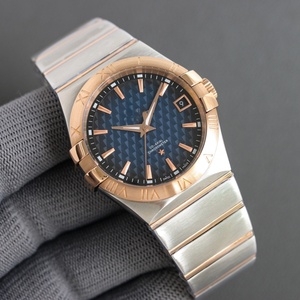 Reloj de Cuarzo para Hombre, Dos Tonos, Dorado y Plateado, Correa de Acero Inoxidable con Ventana de Fecha, Elegante Reloj de Pulsera Casual de Negocios, Omegaes - Product Image 5