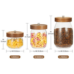 Großes Vorratsdosen-Set aus klarem Glas für die Küche, vakuumversiegelt, zur Aufbewahrung von Süßigkeiten, Kaffeebohnen, Mehl und Müsli - Product Image 6