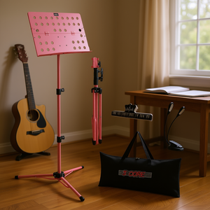 Soporte de Música Plegable Portátil de 5 Niveles, Altura Ajustable, Color Rosa, para Guitarristas, Protección de Instrumentos Musicales - Product Image 2