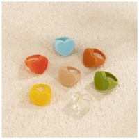 Trendige Bunte Harz-Herzringe Acetat Geometrische Transparente Ringe Klobige Plastik-Siegelringe Acryl-Fingerschmuck Geschenke