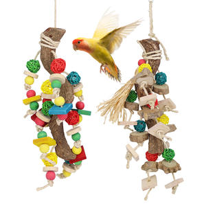 Kleurrijke Milieuvriendelijke Papegaai Speelgoed Natuurlijke Houten Kralen Grappige Stijl Rotan Bal String Met Hennep Touw Voor Klimmen Bijtende Vogel Speelgoed - Product Image 2