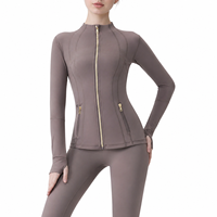 Veste de yoga sans couture pour femme, coupe ajustée, à fermeture éclair, en nylon et élasthanne respirant, idéale pour la course et le fitness – Stock USA