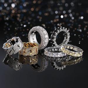 Anillo Cubano de Moissanita de Lujo, Joyería Hiphop para Hombre, Chapado en Oro de 18k, Plata de Ley 925 - Product Image 4