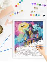 CHENISTORY Peinture par numéros DIY, thème Halloween : Citrouille et Château, pour adultes, cadeau DIY