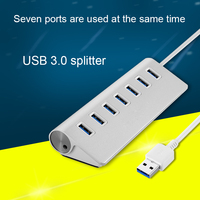 Adaptador de sincronización de datos de carga portátil, divisor de concentrador USB de alta velocidad de 7 puertos de aleación de aluminio 3,0, 5Gbps, para Macbook, PC, ordenador portátil