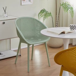 Chaise de jardin en plastique de style nordique, dossier creux, design minimaliste, chaise de loisirs d'extérieur - Product Image 4