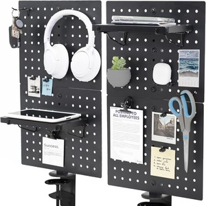 Metal Pegboard <b>Desk</b> Organizer Carbon Steel Rectangle <b>Wall</b> Mounted Desktop Storage Rack Multifunctional Customizable Accessories - Product Image 1