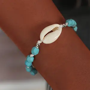 2024 Nieuwe Mode Verstelbare Touw Blauwe Hars Armband Mooie Shell Armband Kralen Armbanden Voor Vrouwen Meisjes
