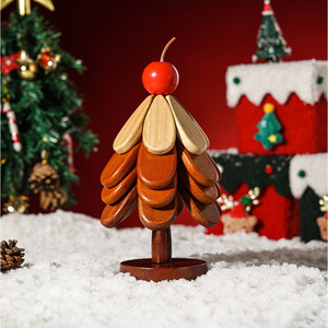 <b>Wooden</b> Christmas Tree Decor Tabletop Ornament Solid Color Eco-Friendly For Home Holiday Decoration - Product Image 2