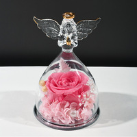Rose éternelle petit ange couvercle en verre ornement Qixi Festival et cadeau de la Saint-Valentin-pour Noël nouvel an