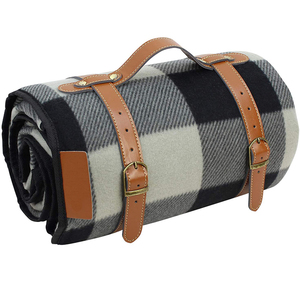 <span class=keywords><strong>Amazon</strong></span> Venta caliente de lana bolso de cuero de la PU de la <span class=keywords><strong>manta</strong></span> para <span class=keywords><strong>Picnic</strong></span> Mat para césped al aire libre de la familia - Product Image 1