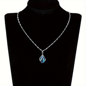 Collana con Ciondolo a Goccia Blu per Donne, Stile Lacrima d'Angelo, Catena per Clavicola, Gioielli alla Moda - Product Image 2