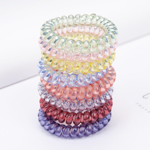Anneau de cheveux en résine plastique transparente couleur bonbon, style marin frais, accessoires pour cheveux pour femmes, modèle été - Product Image 1