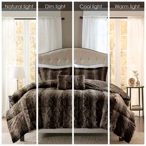 DB 4pc Faux Fur Comforter Set Soft Vintage Pattern 3pcs for Home Use for Spring and Winter <b>Polyester</b> <b>Filling</b> - Product Image 2