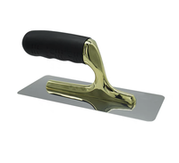 Truelle de finition en acier inoxydable à coins arrondis, poli miroir, avec manche en caoutchouc, outil pour le plâtre et le stuc