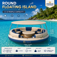 Plateforme flottante gonflable familiale personnalisée avec sièges-canapés, échelle et poignées pour la location en resort