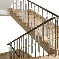 Balustres d'escalier en alliage d'aluminium-magnésium noir et gris de luxe, faciles à installer, pour escalier intérieur de villa
