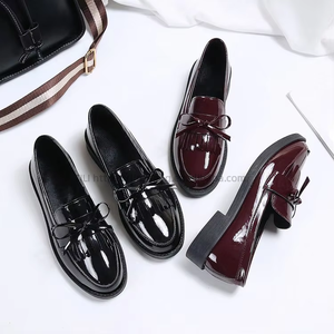 New Styles Ladies Fashion Bowknot Flat <b>Shoes</b> Comfortable on PU Leather Casual Ballet Flats Loafers for Women - Product Image 1