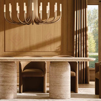 Table à manger en marbre, mobilier de salle à manger moderne et luxueux, nouvelle table rectangulaire pour la maison, ensemble de tables à manger en travertin