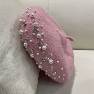 Chapeau de peintre pour adultes et enfants, style petite fragrance, orné de perles et strass, motif mouton, style coréen, pour l'hiver, l'extérieur et la plage - Product Image 6