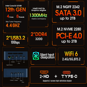TISHRIC MINI PC Intel Alder Lake <span class=keywords><strong>I3</strong></span> 1215U Win11 Mini Host 16GB DDR4 512GB M.2 SSD PCIe BT5.2 WiFi6 Computadora de escritorio Diseño de juegos - Product Image 4