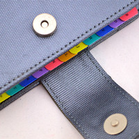 Portefeuille à anneaux a7 en cuir PU gris avec fermeture magnétique, nouveau design 2023
