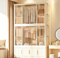 Armoire portable pliable transparente anti-poussière de qualité supérieure pour chambre à coucher et rangement de vêtements domestiques