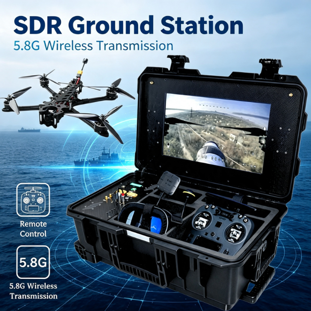 Strong Anti-Interference UAV Ground Control Station 5.8G SDR Wireless Transmission All in One Case with Remote Control Maritime