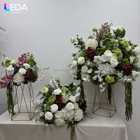 LEDA Boules de fleurs artificielles géantes blanches et vertes pour la décoration d'événements et de fêtes, boule de fleurs de rose artificielle pour mariage