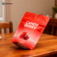 Sachet d'emballage de bonbons personnalisé avec logo, à fermeture éclair refermable et trou de suspension, vente chaude