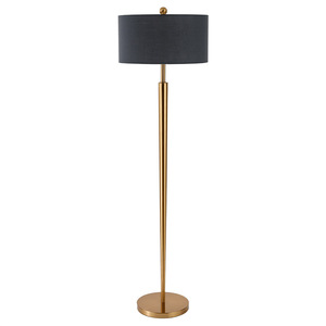 Lámpara de Pie Moderna de Latón con Pantalla Redonda Blanca, Base E26, Luz LED Cálida Blanca Regulable, CRI 90, Iluminación Residencial - Product Image 1