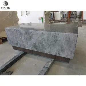 High Quality Customized Natural Grey Marble Table with Wood Base Nordic Marble Dining Table