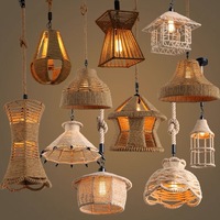 Lampe suspendue de style rétro, ferme rurale, corde de chanvre, lampe suspendue pour restaurant, bar, café, lampe suspendue LED