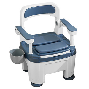 Chaise de toilette portable pour adultes, pour personnes âgées et handicapées, utilisation intérieure, siège de toilette léger en plastique avec accoudoirs - Product Image 5