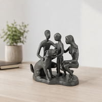 Sculpture Moderne Abstraite en Fer Trio de Chiens, Thème Famille Animale, Statue Faite à la Main pour Table, Idéale pour Anniversaire, Mariage, Noël, Anniversaire de Naissance
