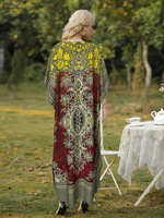 Robes longues bohèmes imprimées en viscose pour femmes, grandes tailles, style ample, pour la plage et les vacances, respirantes, type burqa musulmane, pour l'Europe et l'Amérique