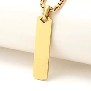 Collar de barra en blanco personalizado a la moda, collar grabado de moda a prueba de herrumbre de acero inoxidable resistente al agua - Product Image 4